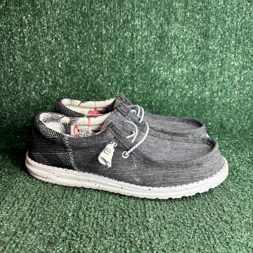Hey Dude Wally Funk Flamingo Tropical Canvas  Slip On Casual Loafers Grey Mens 8